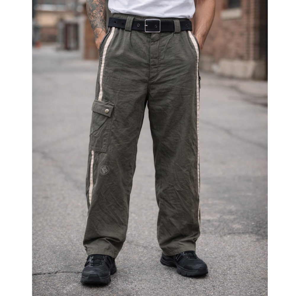 DS Vintage Mens Belted Cargo Pants